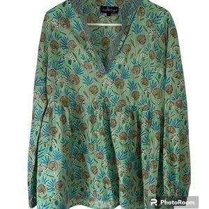 EUC Liza Byrd, Cotton Dandelion Top, XXL